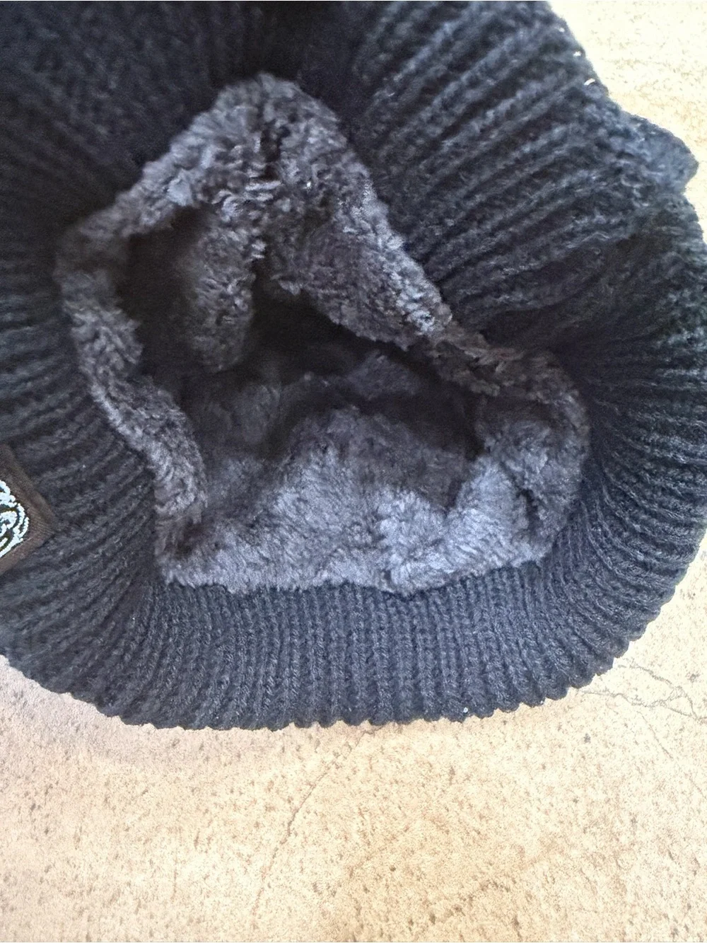 Kids Black Knit Beanie and Gloves Set